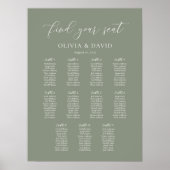 Sage Green Elegant 11 Tabelle Seating Chart Poster (Vorne)
