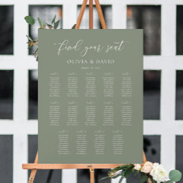 Sage Green Elegant 14 Tabelle Seating Chart Poster