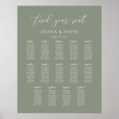Sage Green Elegant 14 Tabelle Seating Chart Poster (Vorne)