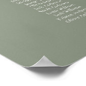 Sage Green Elegant 14 Tabelle Seating Chart Poster (Ecke)