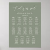 Sage Green Elegant 14 Tabelle Seating Chart Poster (Vorne)
