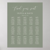 Sage Green Elegant 15 Tabelle Seating Chart Poster (Vorne)