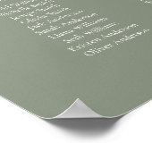 Sage Green Elegant 15 Tabelle Seating Chart Poster (Ecke)