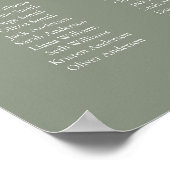 Sage Green Elegant 15 Tabelle Seating Chart Poster (Ecke)