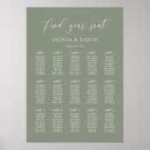 Sage Green Elegant 15 Tabelle Seating Chart Poster (Vorne)