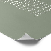 Sage Green Elegant 16 Tabelle Seating Chart Poster (Ecke)