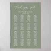 Sage Green Elegant 16 Tabelle Seating Chart Poster (Vorne)