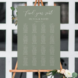 Sage Green Elegant 16 Tabelle Seating Chart Poster