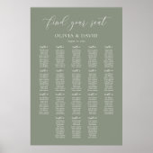 Sage Green Elegant 18 Tische Seating Chart Poster (Vorne)