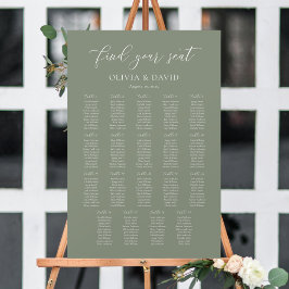 Sage Green Elegant 19 Tische Seating Chart Poster