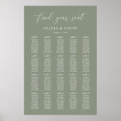 Sage Green Elegant 20 Tabelle Seating Chart Poster (Vorne)