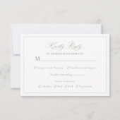 Sage Green Elegant Baroque Wappen Monogram Wedding RSVP Karte (Rückseite)