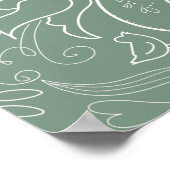 Sage Green Elegant Blumenhochzeit Willkommen Poster (Ecke)