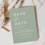 Sage Green Elegant Boho Save the Date Minimalistis<br><div class="desc">Budget Hochzeit Boho Speichern Sie die Datumskarten. Die Save the Date-Karten enthalten eine moderne,  handgeschriebene,  kursive Schriftzeichen-Typografie,  die elegant,  einfach und modern nach einem einfachen Hochzeitstag-Fest zu verwenden sind.</div>