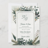 Sage Green Elegant Botanical Greenery Wedding Einladung (Vorderseite)