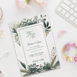Sage Green Elegant Botanical Greenery Wedding Einladung
