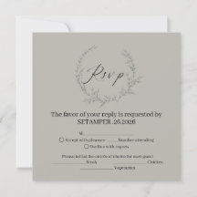 Sage Green Elegant Botanical Wreath Wedding RSVP C