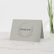 Sage Green Elegant Botanical Wreath Wedding Thank 