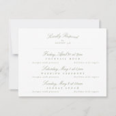 Sage Green Elegant Calligraphy Multi-Event RSVP Karte (Vorderseite)