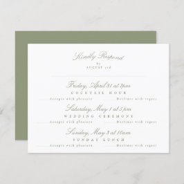 Sage Green Elegant Calligraphy Multi-Event RSVP Karte