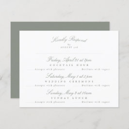 Sage Green Elegant Calligraphy Multi-Event RSVP Karte