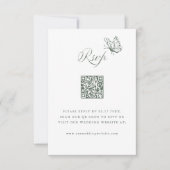 Sage Green Elegant Calligraphy Wedding QR Code RSVP Karte (Vorderseite)