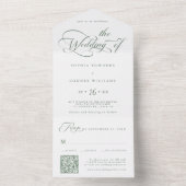 Sage Green Elegant Charm Script Hochzeit All In One Einladung (Innen Boden)