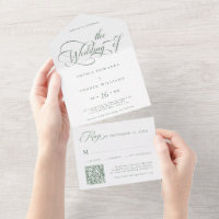 Sage Green Elegant Charm Script Hochzeit