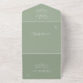 Sage Green Elegant Classy Calligraphy Wedding All In One Einladung (Außenbereich)