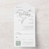 Sage Green Elegant Classy Calligraphy Wedding All In One Einladung (Innen Boden)