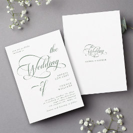 Sage Green Elegant Classy Calligraphy Wedding Einladung