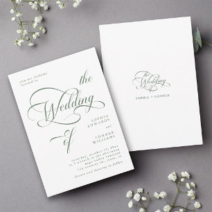 Sage Green Elegant Classy Calligraphy Wedding Einladung