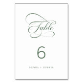 Sage Green Elegant Classy Calligraphy Wedding Tischnummer (Rückseite)