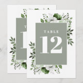 Sage Green Elegant Country Floral Tischnummer (Vorne/Hinten)