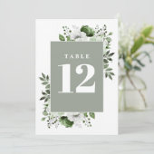 Sage Green Elegant Country Floral Tischnummer (Stehend Vorderseite)