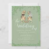 Sage Green Elegant Dinosaur Wedding QR Code Einladung (Vorderseite)