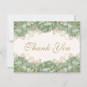 Sage Green Elegant Floral Quinceanera Dankeskarte (Vorderseite)