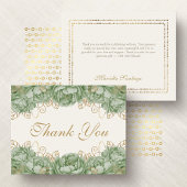 Sage Green Elegant Floral Quinceanera Dankeskarte