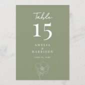 Sage Green Elegant Floral Wedding 12x18 Tischnumme (Rückseite)