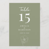 Sage Green Elegant Floral Wedding 12x18 Tischnumme (Vorderseite)