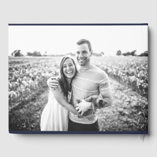 Sage Green Elegant Foto Wedding Guest Book Gästebuch (Rückseite)