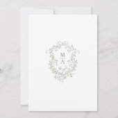 Sage Green Elegant French Floral Wedding  Einladung (Rückseite)