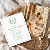 Sage Green Elegant Leafy Wappen Monogram Wedding