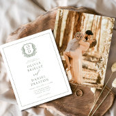Sage Green Elegant Leafy Wappen Monogram Wedding