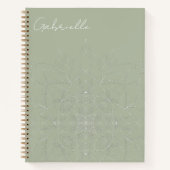 Sage Green Elegant Mandala Personalisierter Name Y Notizblock (Vorderseite)