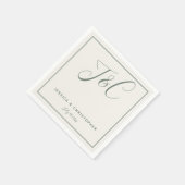 Sage Green Elegant Minimalist Monogram Initials Serviette (Ecke)
