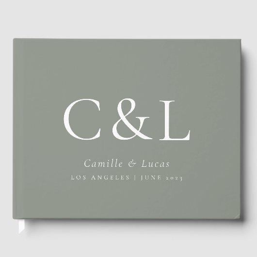 Sage Green Elegant Minimalist Wedding Gästebuch (Vorderseite)