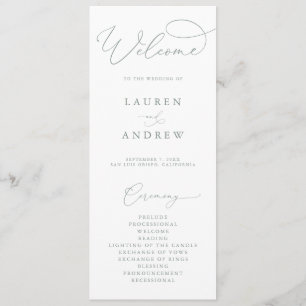 Sage Green Elegant Minimalistisch Boho Wedding Programm