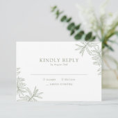 Sage Green Elegant Minimalistisch Botanisch RSVP Karte (Stehend Vorderseite)