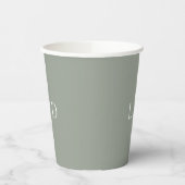 Sage Green Elegant Minimalistisch Monogram Wedding Pappbecher (Links)